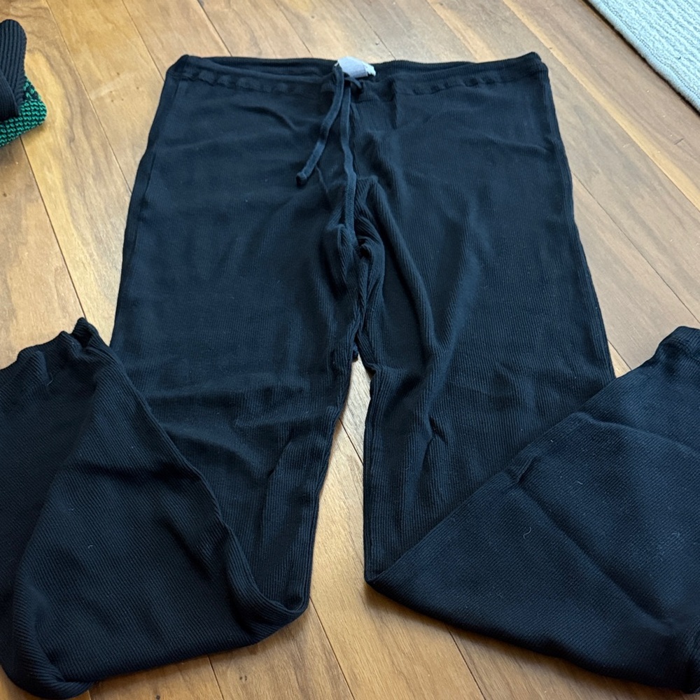 Hard Tail Forever Black Ribbed Lounge Pants - One Size!